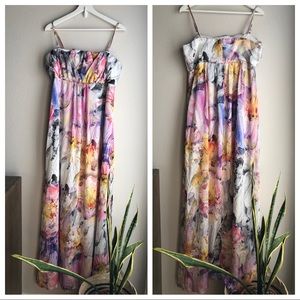 New ASOS Flowy Watercolor Maxi Dress US 14